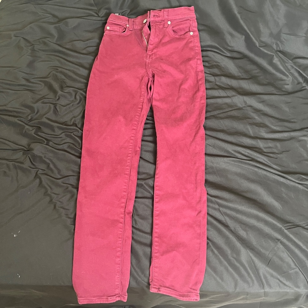 7 For All Mankind High Waist Ankle Red Skinny Jeans